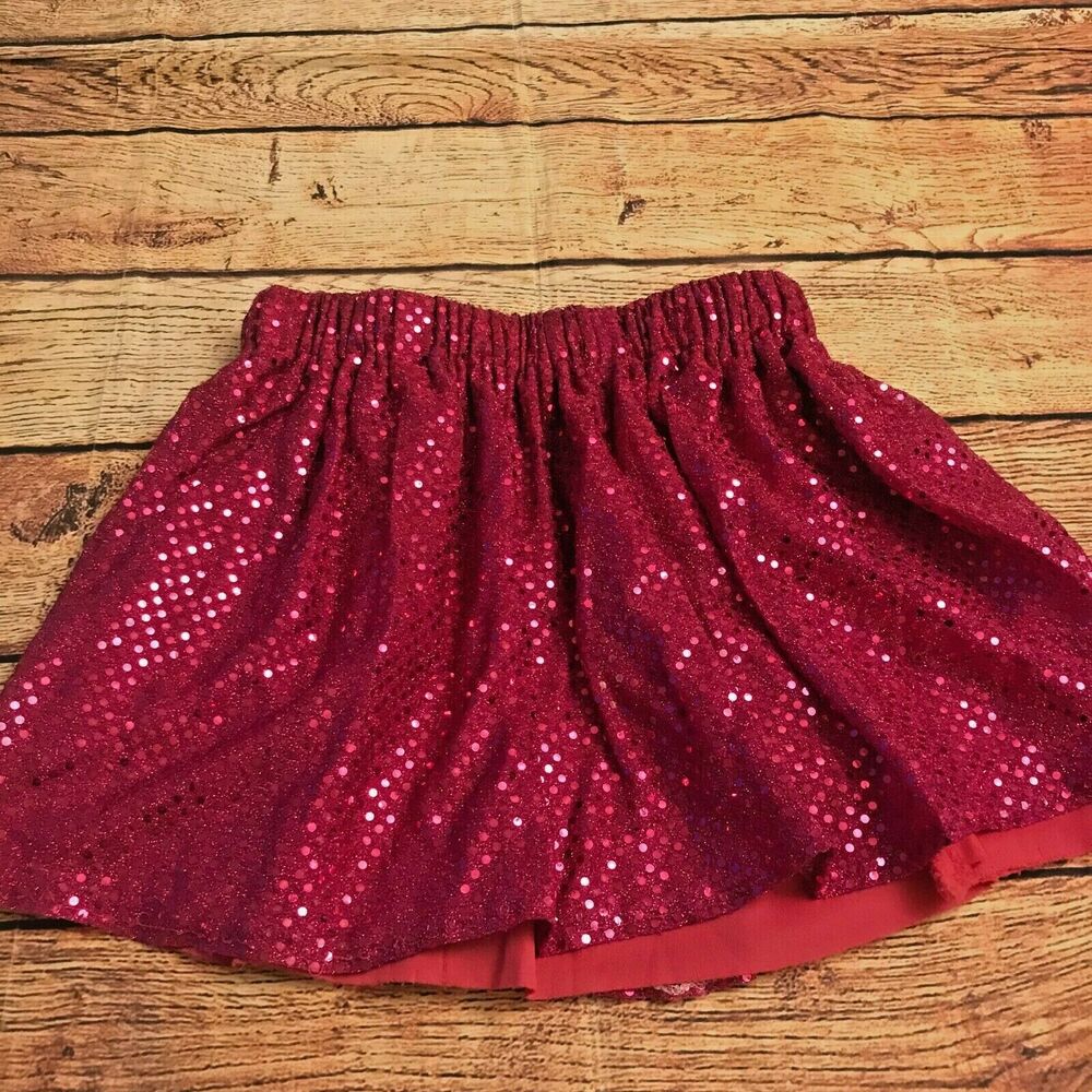 Unbranded Girls Circle Skirt Pull On Stretch Sequin Glitter See Measurements